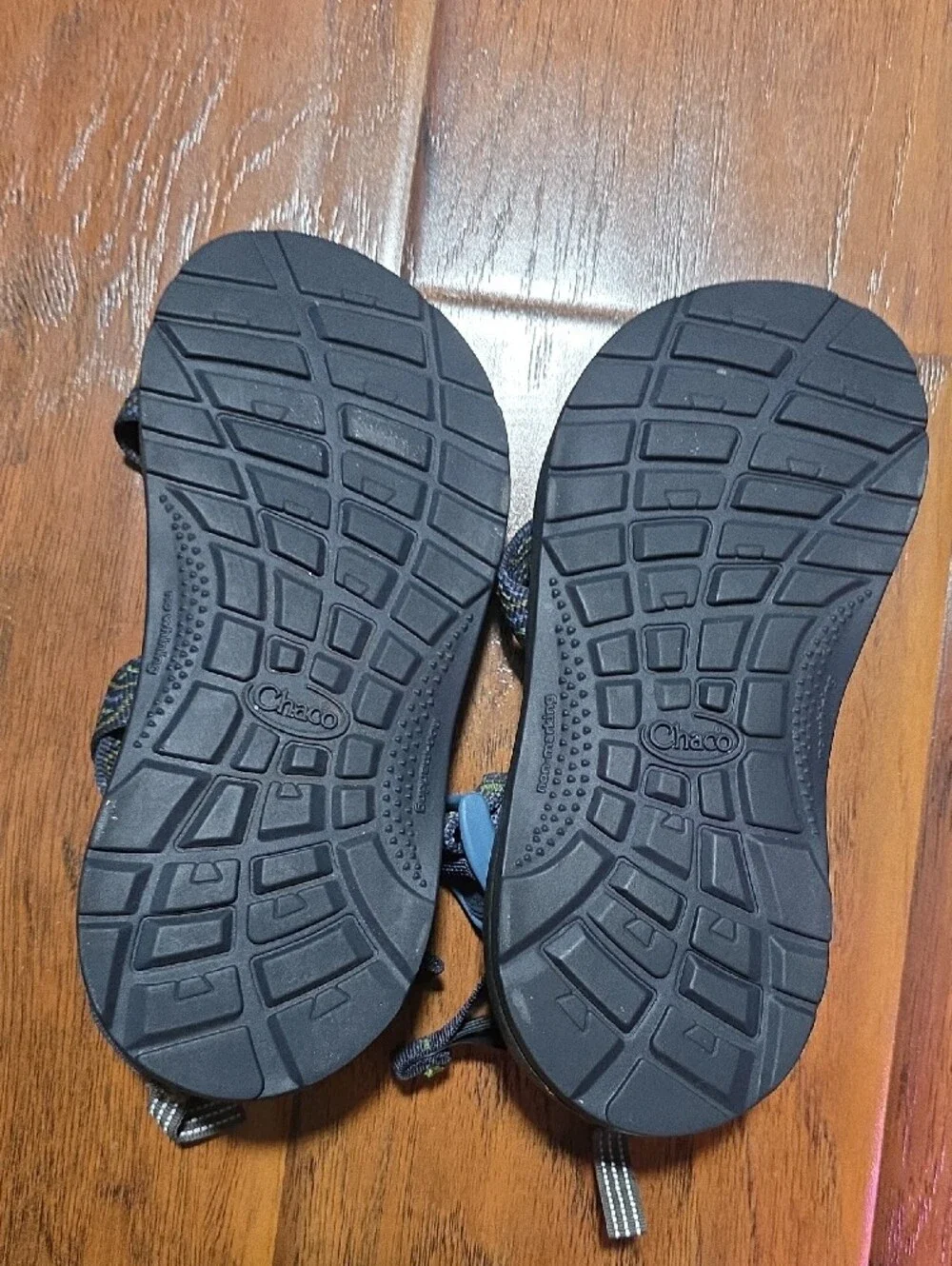 Chaco Kids Black Sandals with Blue and Green Accents